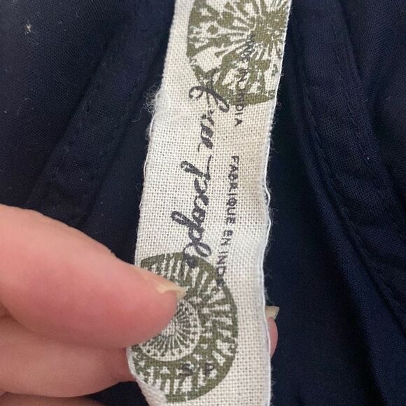 Free People Navy Racerback Tank Top Beaded and Ruffled Small - Picture 7 of 8